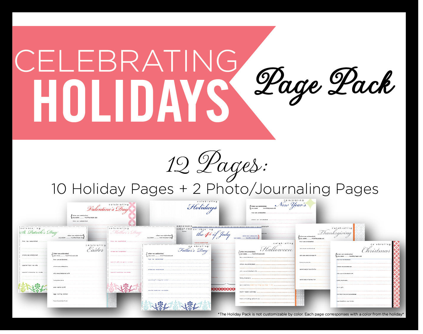 Up Close View of Celebrating Holidays Page Pack
