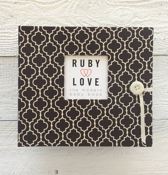 Brown Moroccan Tiles Album Boy Baby Memory Book Ruby Love Baby