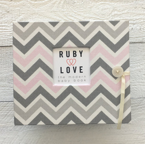 Pink & Gray Chevron | Baby Book