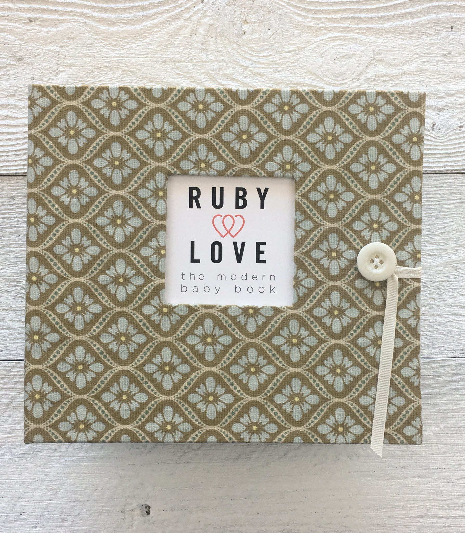 Vintage Blue and Beige Mosaic | Baby Book