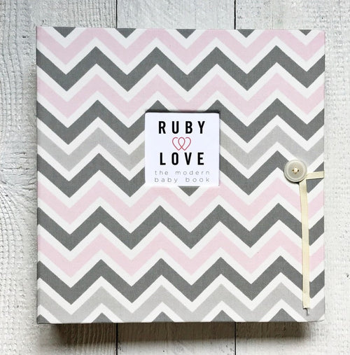 Baby Pink and Gray Chevron | School Years Memory Book