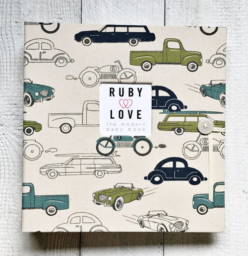 Blue and Green Vintage Cars | School Years Memory Book
