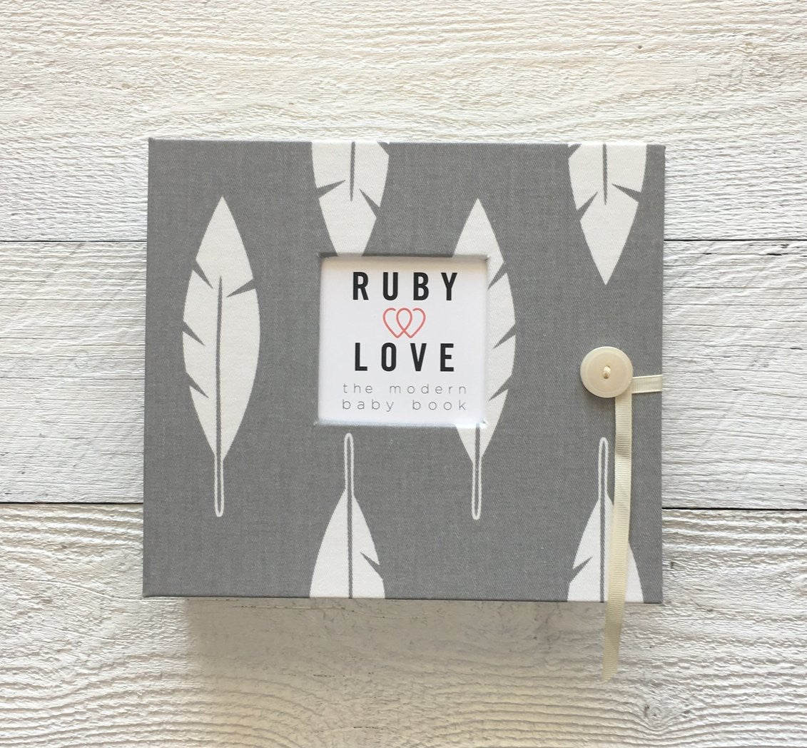 Gray Feathers Silhouette | Baby Book