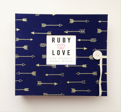 Navy & Gold Arrows Baby Memory Book