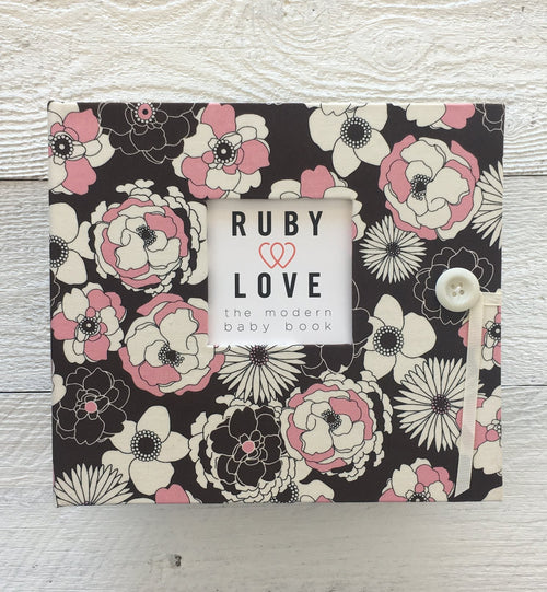 Pink and Brown Peony | Baby Book
